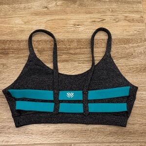 Women's Gray/Black & Teal Sports Bra